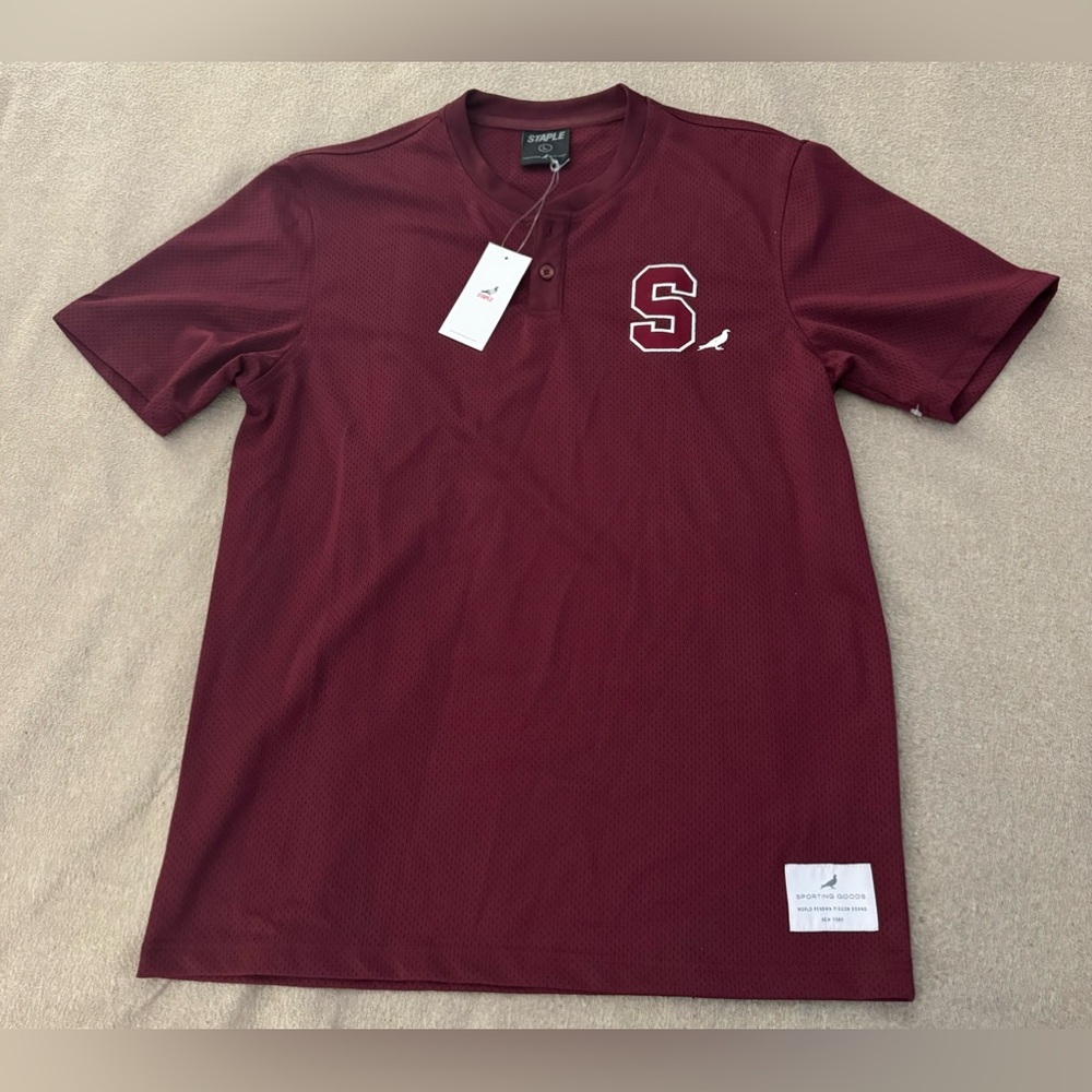 Staple Pigeon Maroon Pullover Baseball Jersey Men's Men Size Large NWT